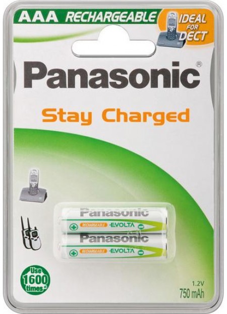 Panasonic Επαναφορτιζόμενες Μπαταρίες AAA Ni-MH 750mAh 1.2V 2τμχ