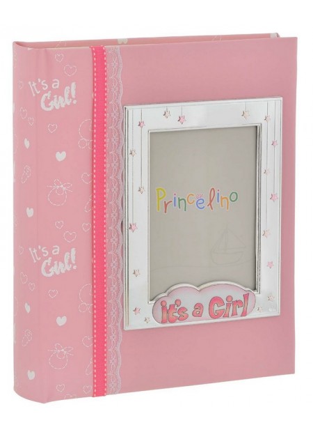 Παιδικό ασημένιο Album It's a GIRL 20Χ25εκ ΡΟΖ για 60εκ φωτογραφίες