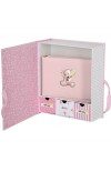 Παιδικό ασημένιο SET 25Χ30εκ ΡΟΖ με Album 15x20cm, Ασημένια κορνίζα και 3 συρταράκια