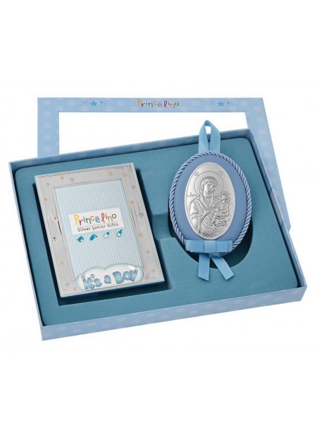 Παιδικό ασημένιο set 20x25cm ΣΙΕΛ It's a BOY αποτελούμενο από ασημένια κορνίζα 13x18cm και ασημένια εικονα 13x18cm