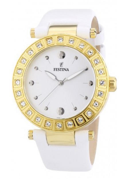 FESTINA Crystals Gold White Leather Strap F16646/1