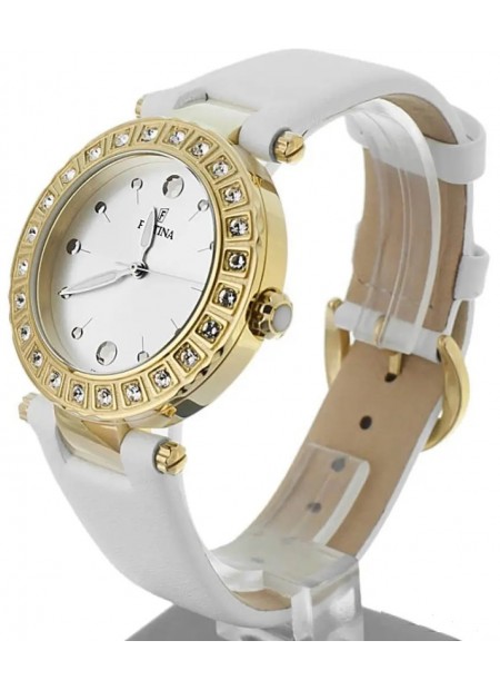 FESTINA Crystals Gold White Leather Strap F16646/1