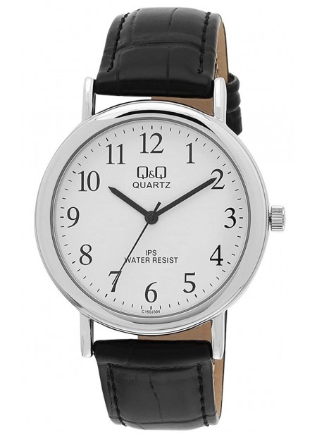 Q&Q Men's Watch Citizen Made Japanese Quartz Leather Band  C150J304