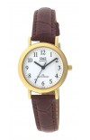 Q&Q black strap and gold case watch C151J104Y