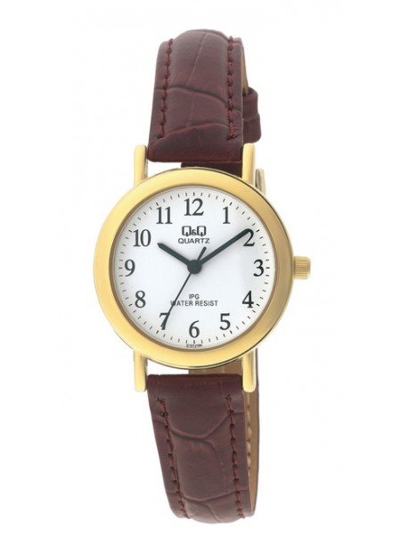 Q&Q black strap and gold case watch C151J104Y