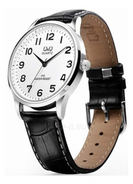 Q&Q Black Leather Strap C214J304