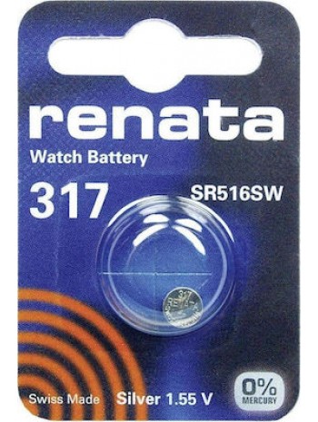 Ελβετική Μπαταρία Ρολογιών Renata 317/SR516SW Silver Oxide SR516 1.55V (1 τεμ)