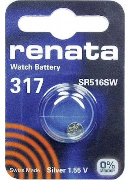 Ελβετική Μπαταρία Ρολογιών Renata 317/SR516SW Silver Oxide SR516 1.55V (1 τεμ)