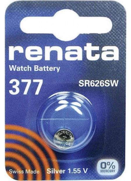 Ελβετική Μπαταρία Ρολογιών Renata 377/SR626SW Silver Oxide SR66 1.55V (1 τεμ) Ελβετική Μπαταρία Ρολογιών Renata 377/SR626SW Silver Oxide SR66 1.55V (1 τεμ)